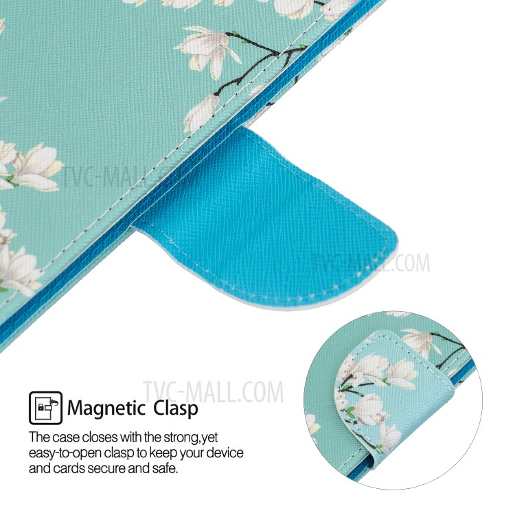 PU Leather Pattern Printing Wallet Phone Stand Cover Case with Strap for iPhone 12 mini - White Flower-8