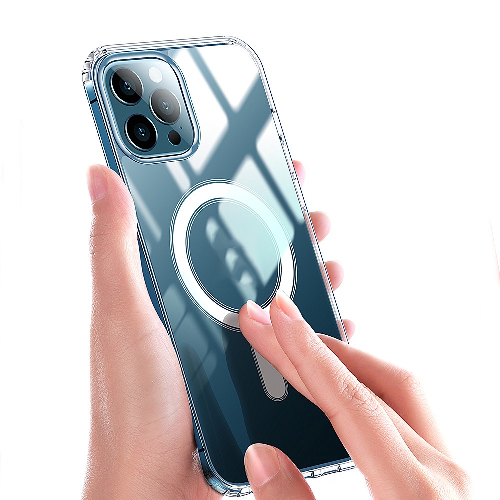 Transparent Magnetic Phone Cover for iPhone 11 Pro Max 6.5 inch TPU+PC Hybrid Case