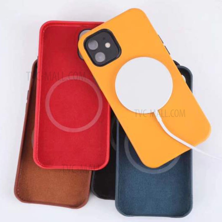 Magnetic Genuine Leather Liquid Silicone Cover for iPhone 12 Pro Max - Black-5