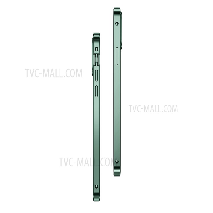 Magnetic Installation Metal Frame + Dual-sided Tempered Glass Full Covering Case + Camera Lens Protector for iPhone 12 Pro Max - Green-4