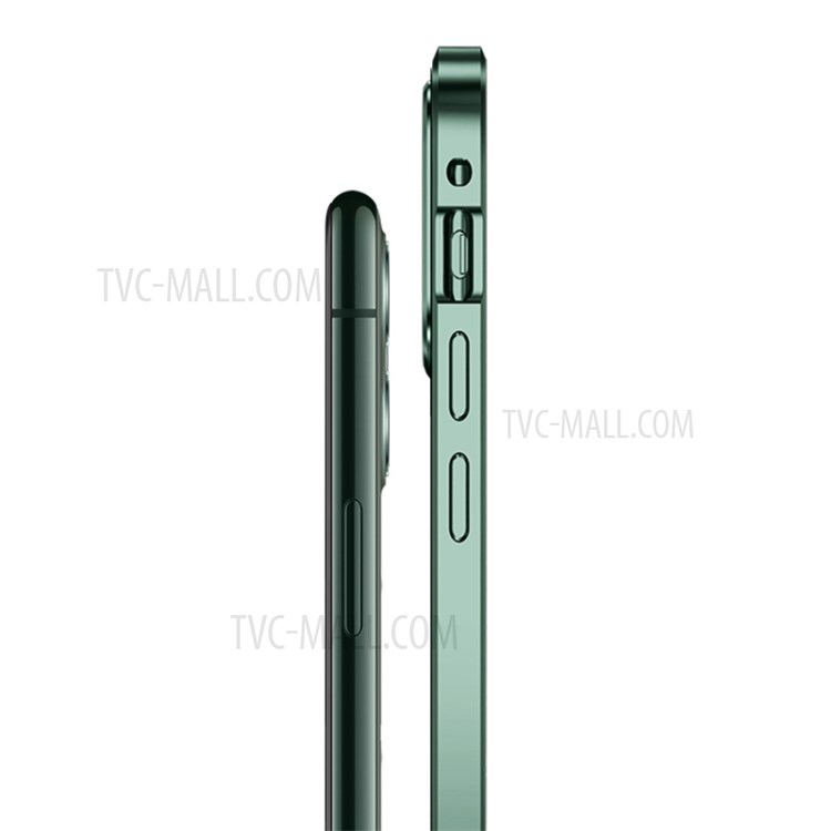 Magnetic Installation Metal Frame + Dual-sided Tempered Glass Full Covering Case + Camera Lens Protector for iPhone 12 Pro Max - Green-6