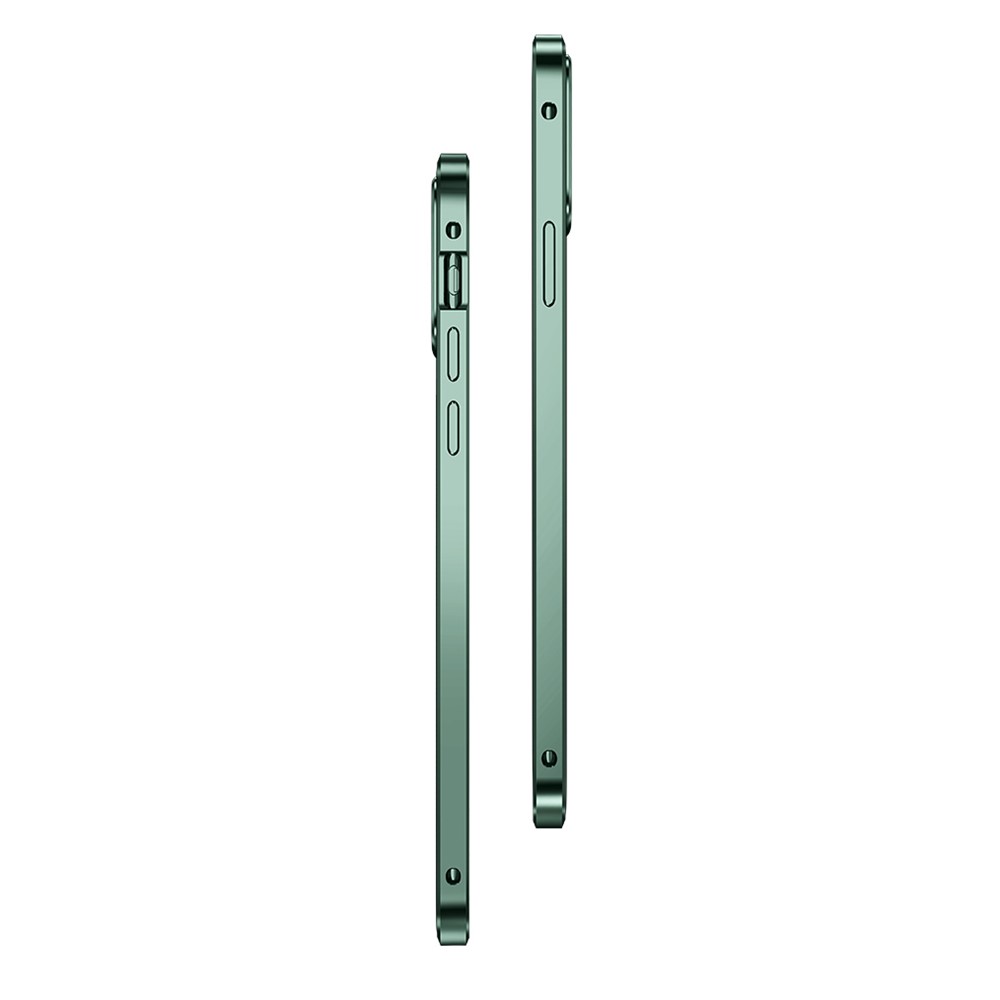 Magnetic Installation Metal Frame + Dual-sided Tempered Glass Full Covering Case + Camera Lens Protector for iPhone 12 Mini - Green-3