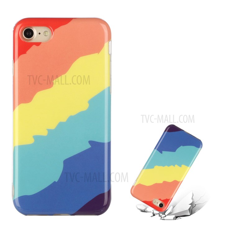 Rainbow Pattern Anti-drop IMD TPU Phone Cover for iPhone 7/8/SE (2nd Generation) - Style A-1