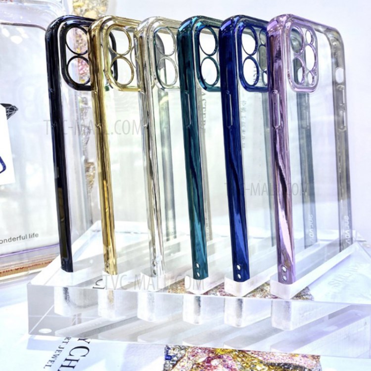 SULADA Ultra Thin Electroplating Frame Precise Hole Opening Clear TPU Phone Cover for iPhone 12 mini - Black-3