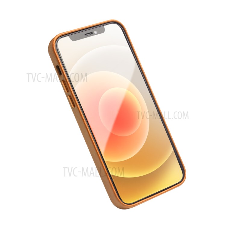 Cas De Protection TPU En Cuir De Cuir De Vachette Qialino Pour IPhone 12 Pro Max - Jaune-4