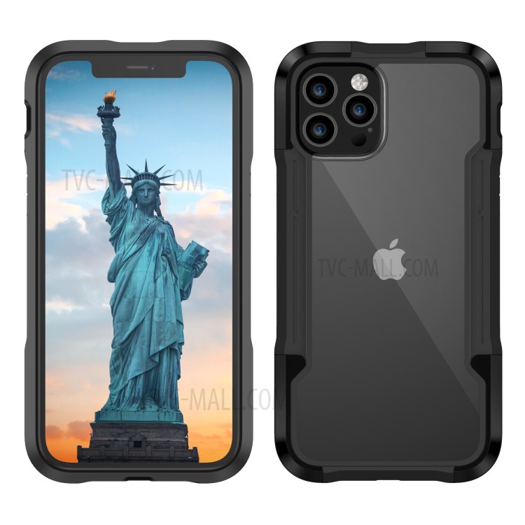 Metal TPU PC Combo Case for iPhone 12 Pro Max Military-grade Protection Cover - Black-2