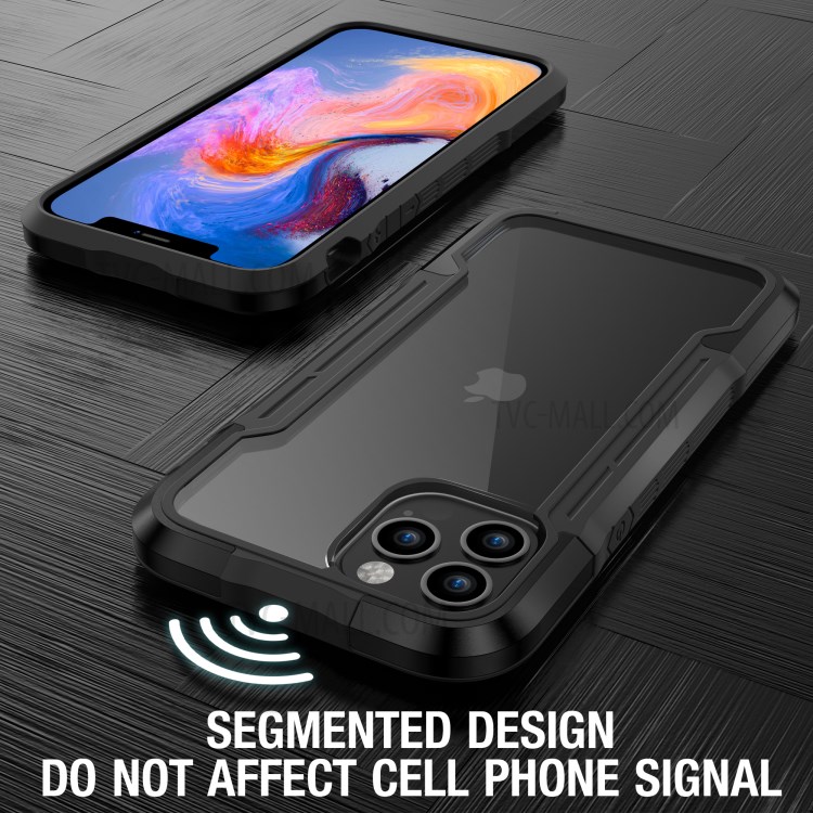 Metal TPU PC Combo Case for iPhone 12 Pro Max Military-grade Protection Cover - Black-5