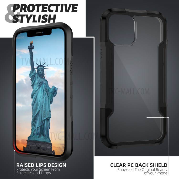 Metal TPU PC Combo Case for iPhone 12 Pro Max Military-grade Protection Cover - Black-7