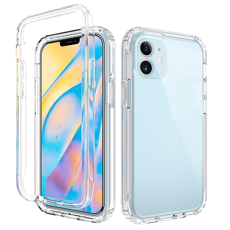 Gradient Color Clear TPU + PC Case for iPhone 12/12 Pro - Transparent-1