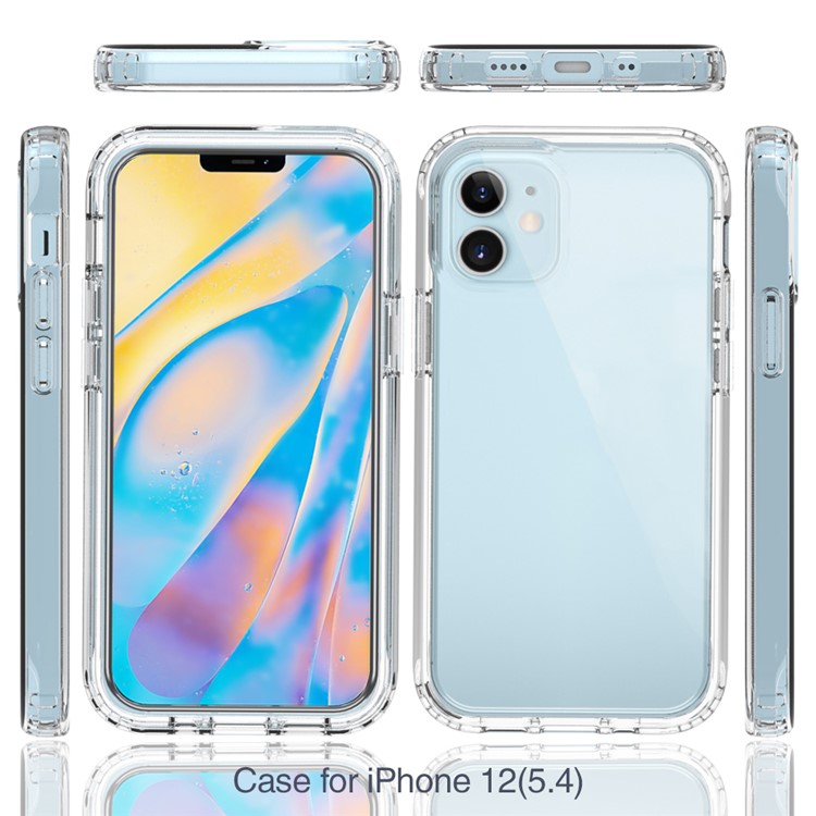 Gradient Color Clear TPU + PC Case for iPhone 12/12 Pro - Transparent-2