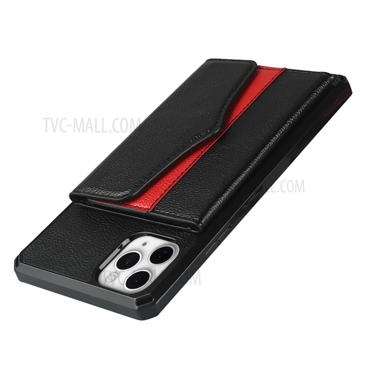 Litchi Texture Makeup Mirror Wallet Phone Case Back Shell for iPhone 11 Pro Max - Black-6