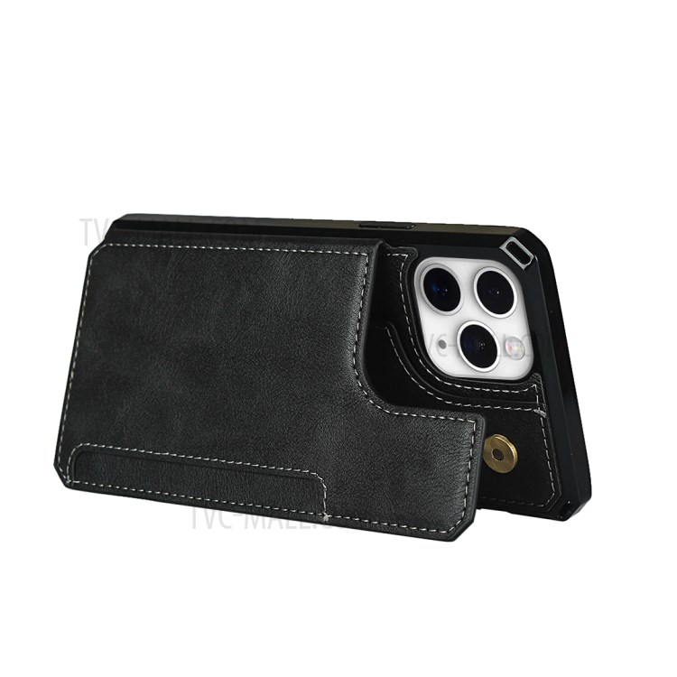 For iPhone 11 Pro 5.8-inch Button Flip PU Leather Coated TPU Wallet Phone Shell - Black-4