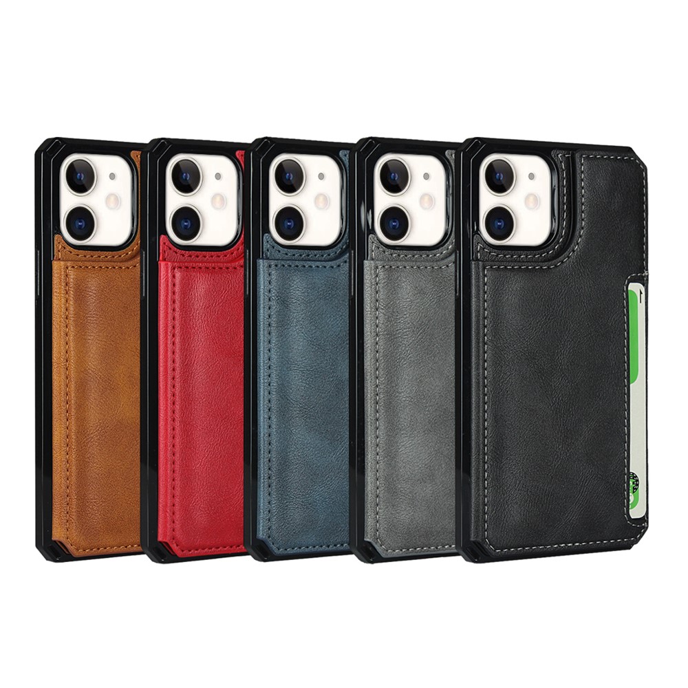 For iPhone 11 6.1-inch Button Flip PU Leather Coated TPU Wallet Phone Shell - Black-7