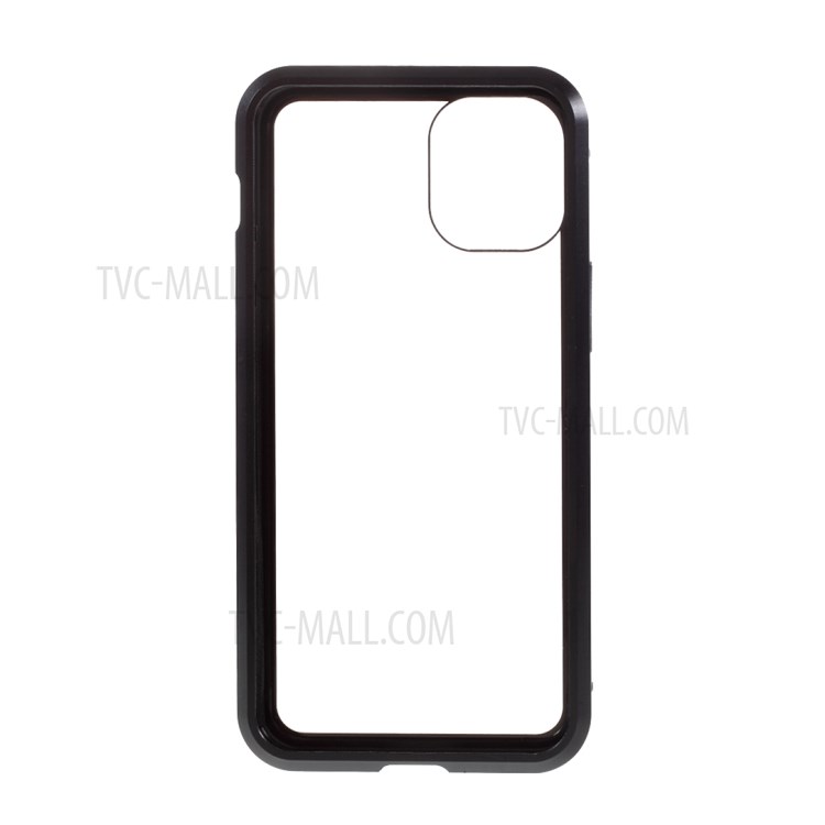 Magnetic Adsorption Metal Frame + Tempered Glass Back Phone Case for iPhone 12 mini - Black-3