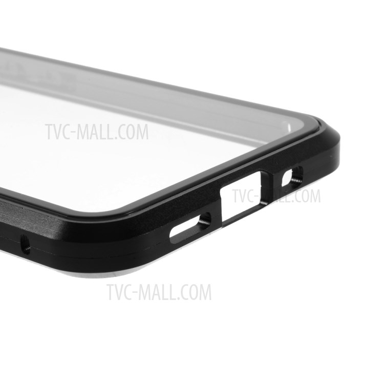 Magnetic Adsorption Metal Frame + Tempered Glass Back Phone Case for iPhone 12 mini - Black-5