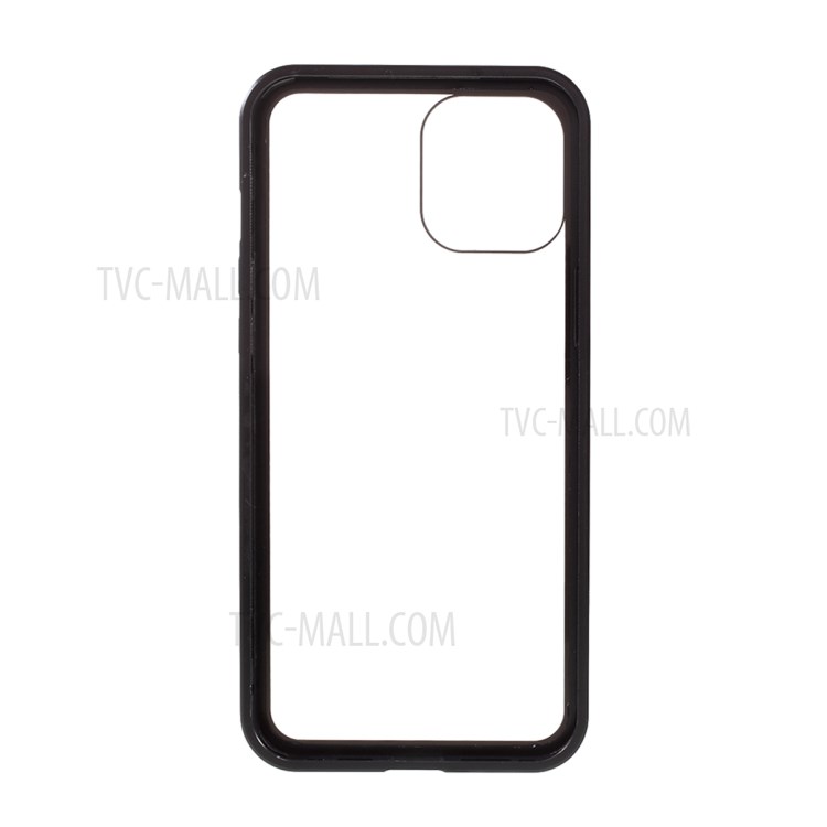 Magnetic Adsorption Metallrahmen + Gehärteter Glasrücker Schutzabdeckung Für IPhone 12 Pro Max - Schwarz-3