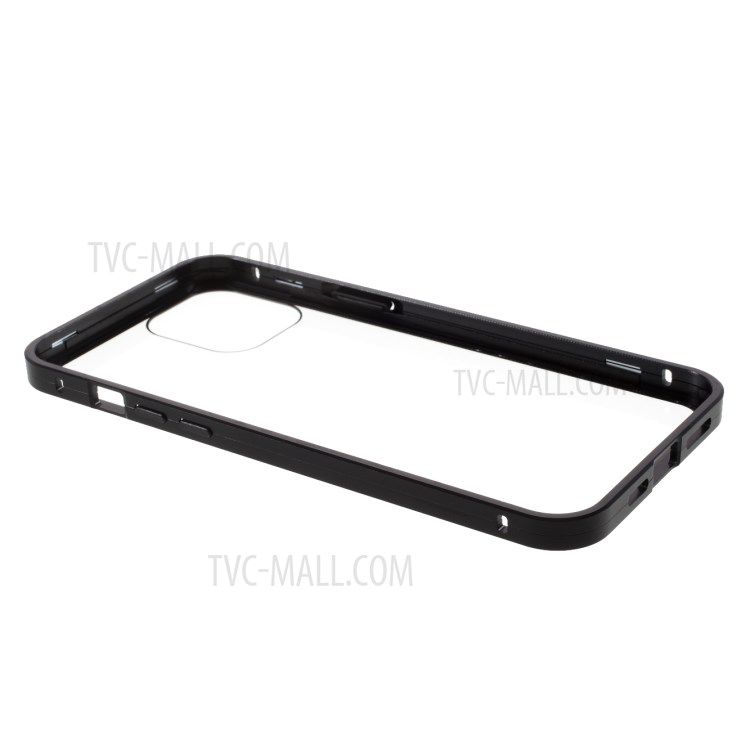 Magnetic Adsorption Metallrahmen + Gehärteter Glasrücker Schutzabdeckung Für IPhone 12 Pro Max - Schwarz-6