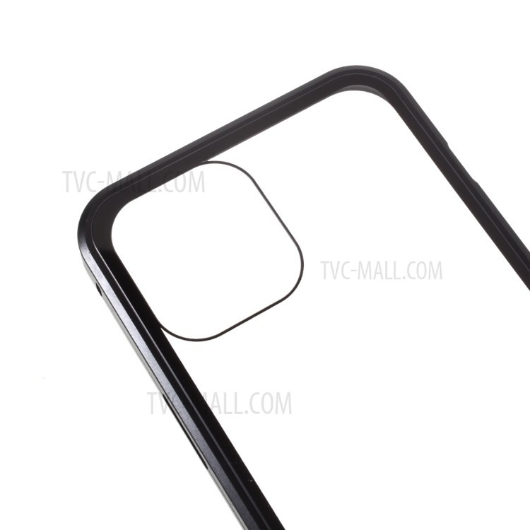 Magnetic Adsorption Metallrahmen + Gehärteter Glasrücker Schutzabdeckung Für IPhone 12 Pro Max - Schwarz-8