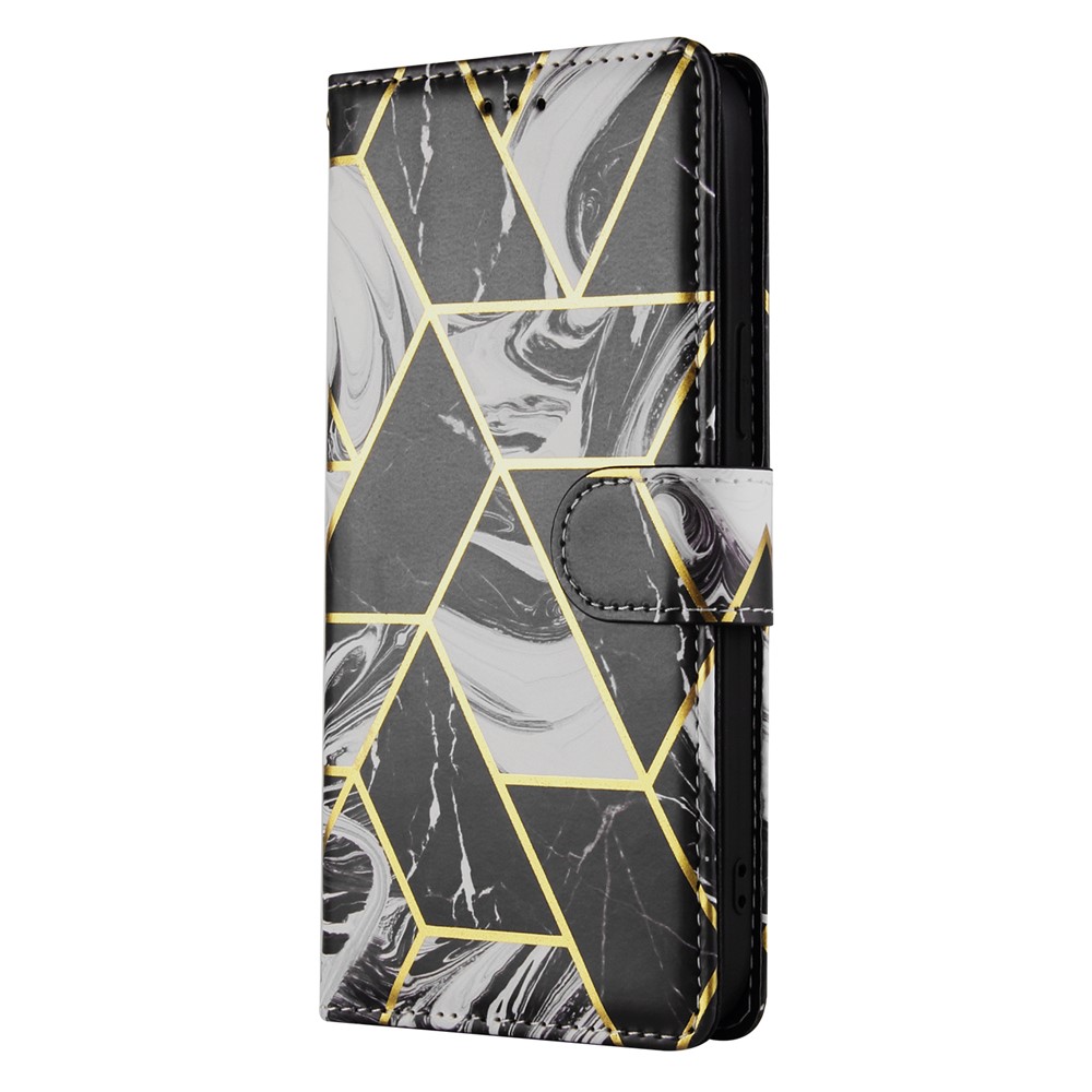 For iPhone 12 mini Marbel Pattern Lacquered Leather Protection Case - Black