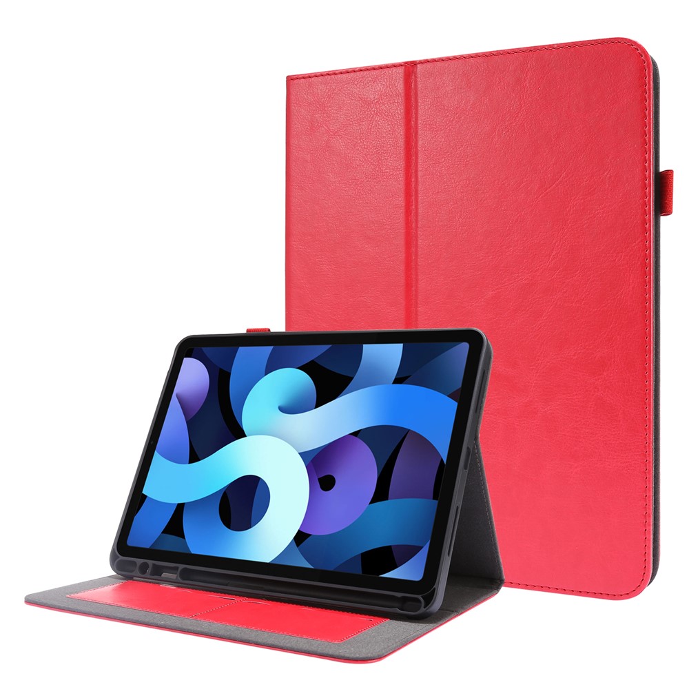 Crazy Horse Texture Two-Fold Design Leather Case for iPad Air (2020) / Air (2022) / iPad Pro 11-inch (2020) (2021) (2022) - Red