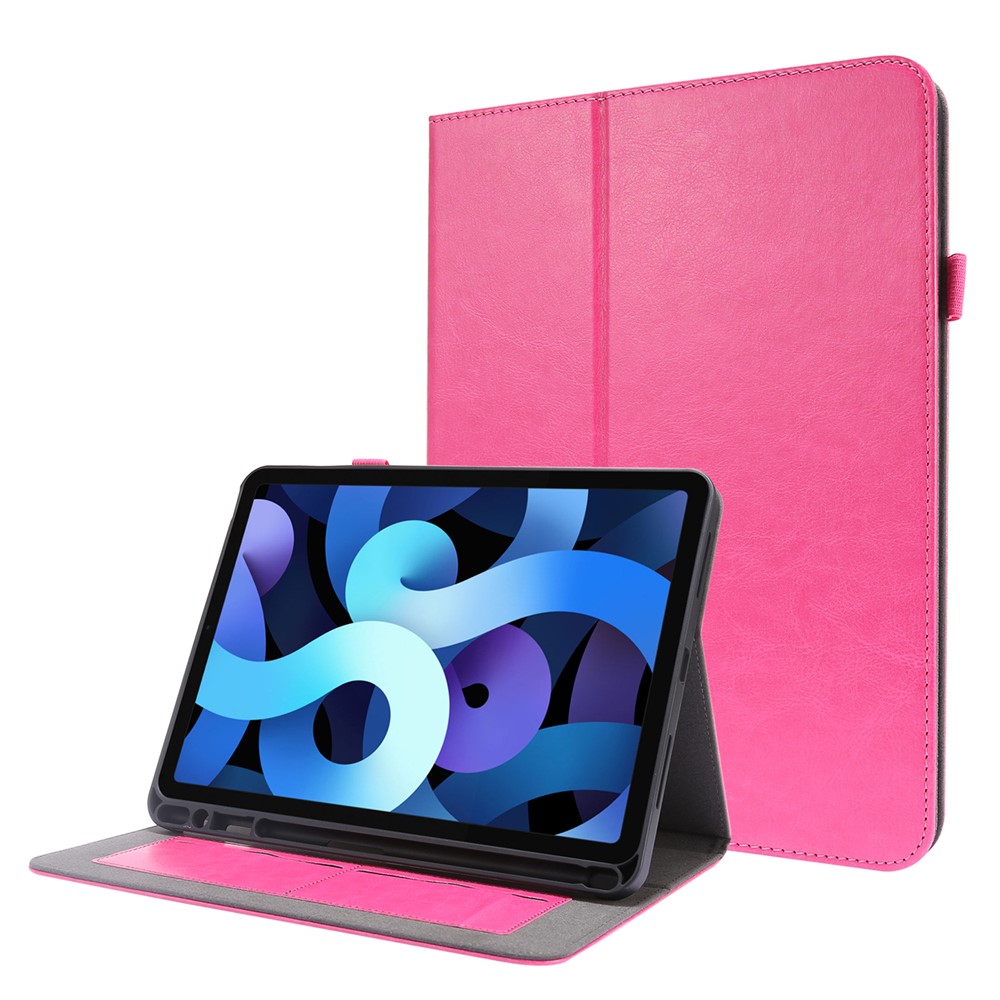 Crazy Horse Texture Two-Fold Design Leather Case for iPad Air (2020) / Air (2022) / iPad Pro 11-inch (2020) (2021) (2022) - Pink