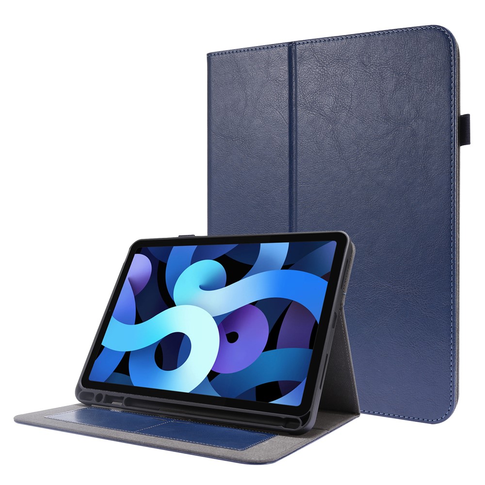 Crazy Horse Texture Two-Fold Design Leather Case for iPad Air (2020) / Air (2022) / iPad Pro 11-inch (2020) (2021) (2022) - Blue