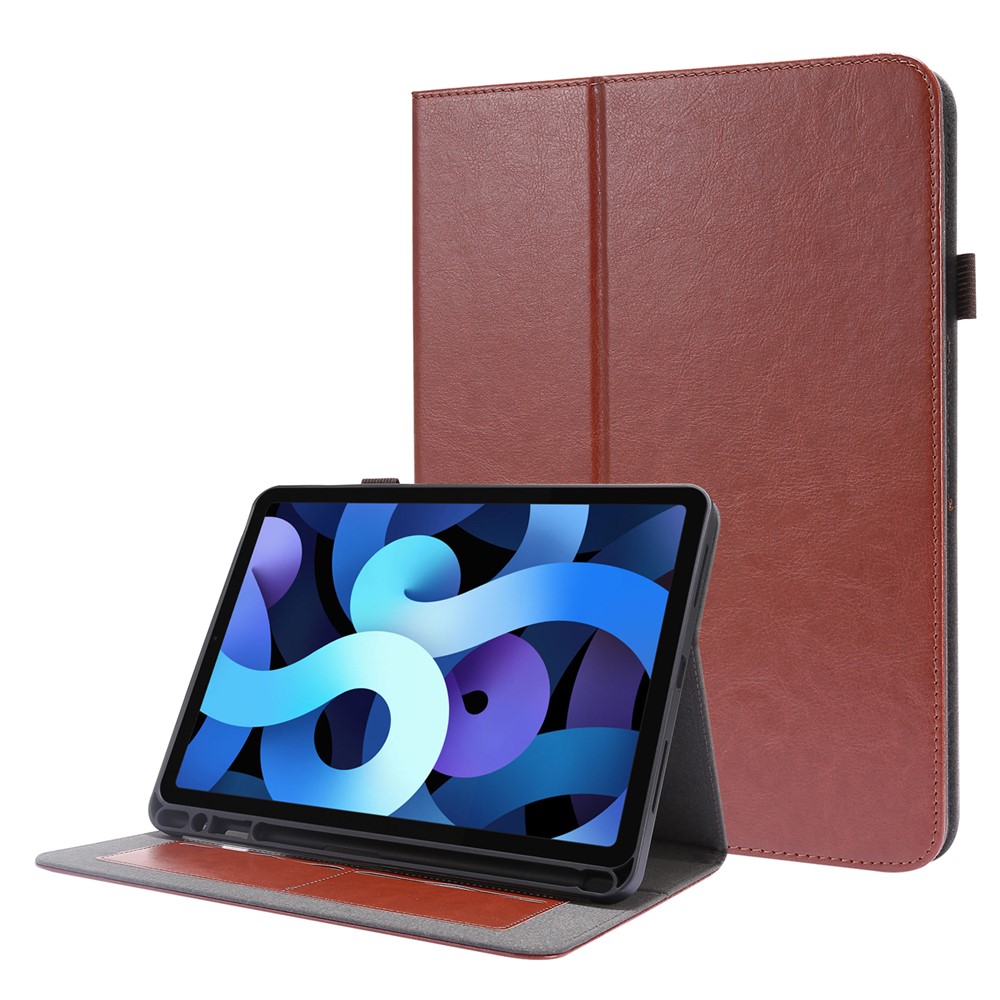 Crazy Horse Texture Two-Fold Design Leather Case for iPad Air (2020) / Air (2022) / iPad Pro 11-inch (2020) (2021) (2022) - Brown