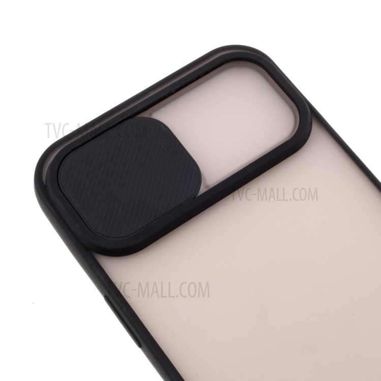 Matte PC + TPU Hybric Case Con Cubierta de Cámara de Portaobjetos Para Iphone 12 Pro Max - Negro-5