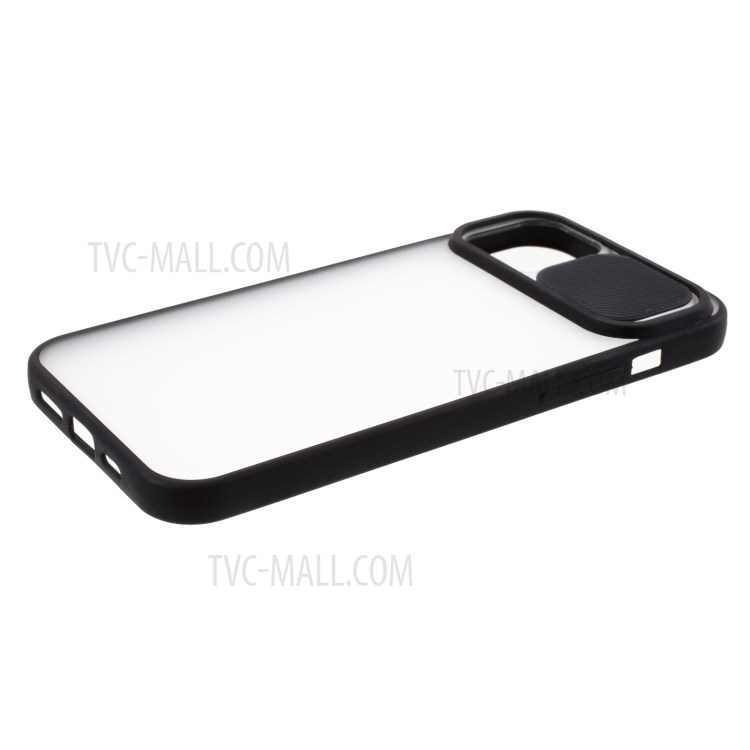 Matte PC + TPU Hybric Case Con Cubierta de Cámara de Portaobjetos Para Iphone 12 Pro Max - Negro-7