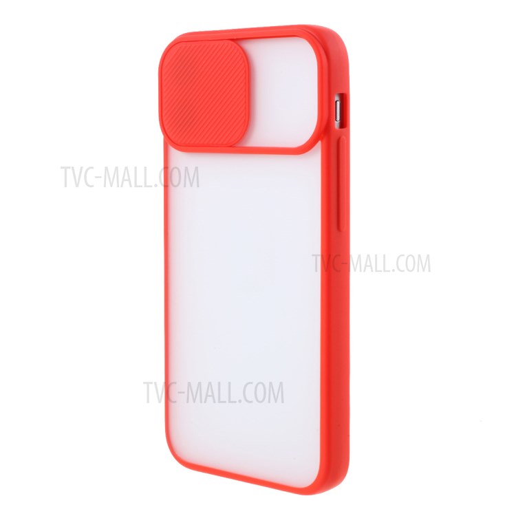 Matte PC + TPU Phone Protective Case with Slide Camera Cover for iPhone 12 Pro / iPhone 12 - Red-2