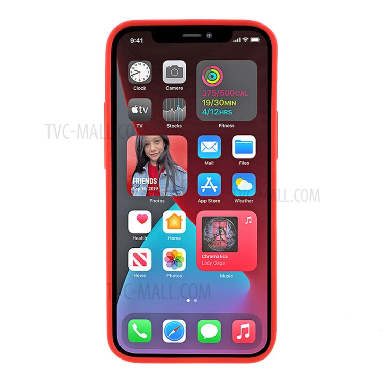 Matte PC + TPU Phone Protective Case with Slide Camera Cover for iPhone 12 Pro / iPhone 12 - Red-3