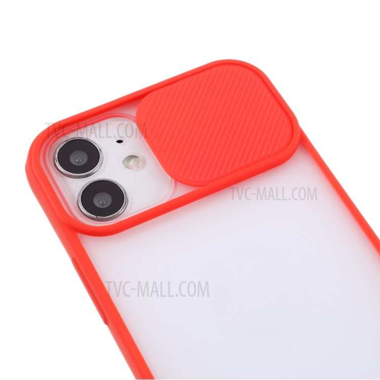 Matte PC + TPU Phone Protective Case with Slide Camera Cover for iPhone 12 Pro / iPhone 12 - Red-4