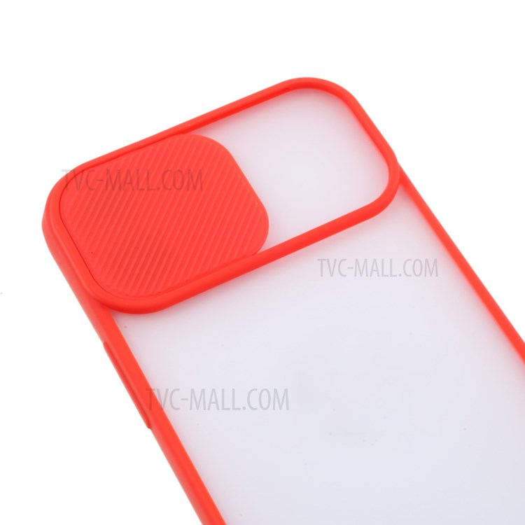 Matte PC + TPU Phone Protective Case with Slide Camera Cover for iPhone 12 Pro / iPhone 12 - Red-5