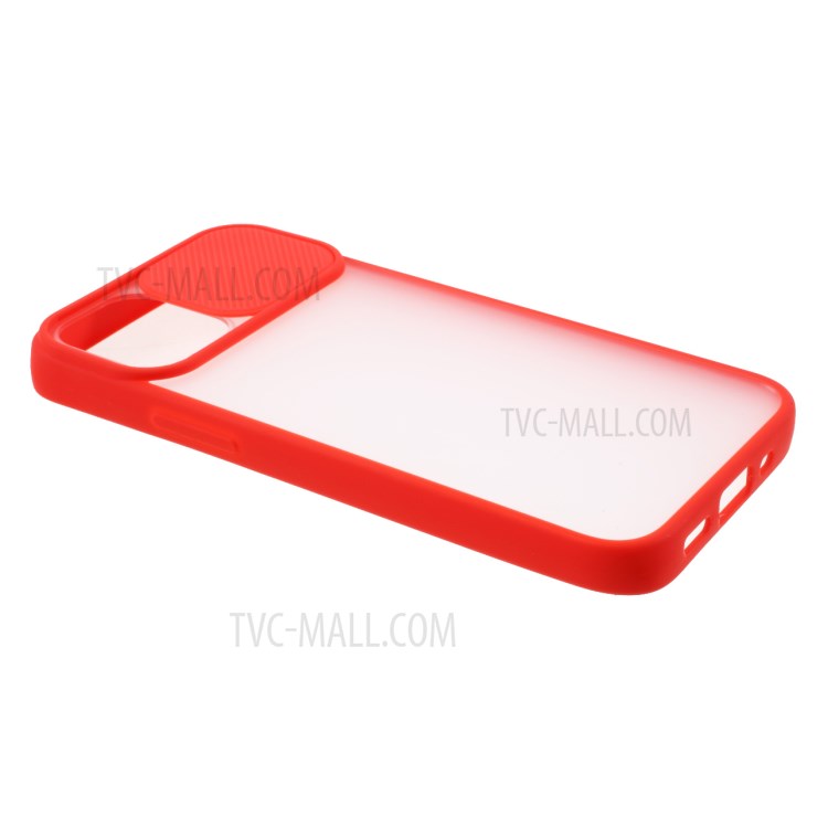 Matte PC + TPU Phone Protective Case with Slide Camera Cover for iPhone 12 Pro / iPhone 12 - Red-6