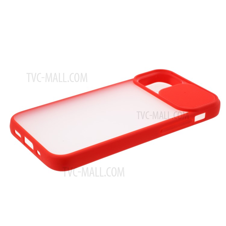 Matte PC + TPU Phone Protective Case with Slide Camera Cover for iPhone 12 Pro / iPhone 12 - Red-7