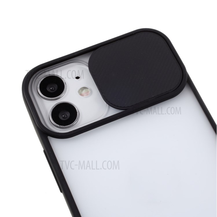 Matte PC + TPU Phone Case with Slide Camera Cover for iPhone 12 Mini - Black-4