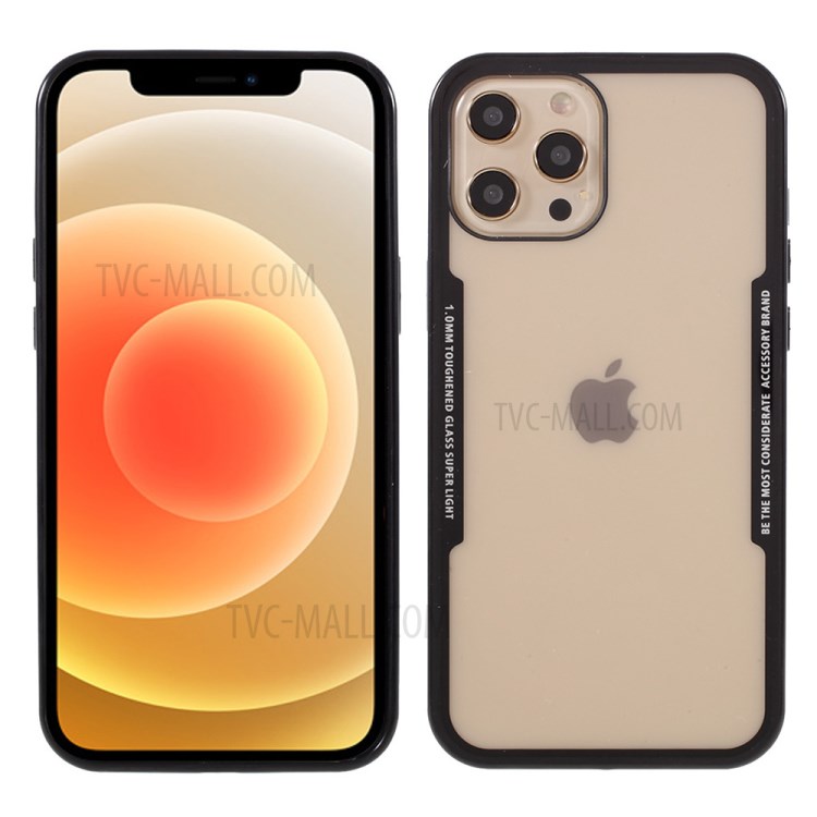 Silicone Frame + Clear Acrylic Combo Hybrid Back Case for iPhone 12/12 Pro - Black-1
