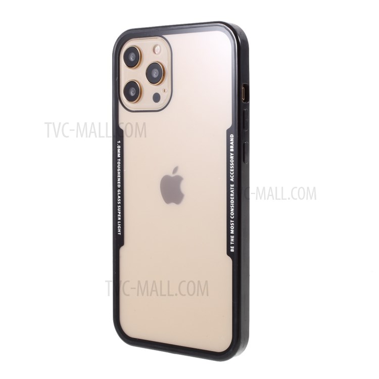 Silicone Frame + Clear Acrylic Combo Hybrid Back Case for iPhone 12/12 Pro - Black-2