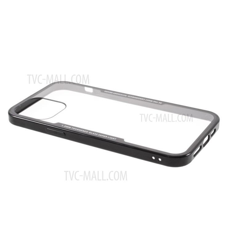 Silicone Frame + Clear Acrylic Combo Hybrid Back Case for iPhone 12/12 Pro - Black-4