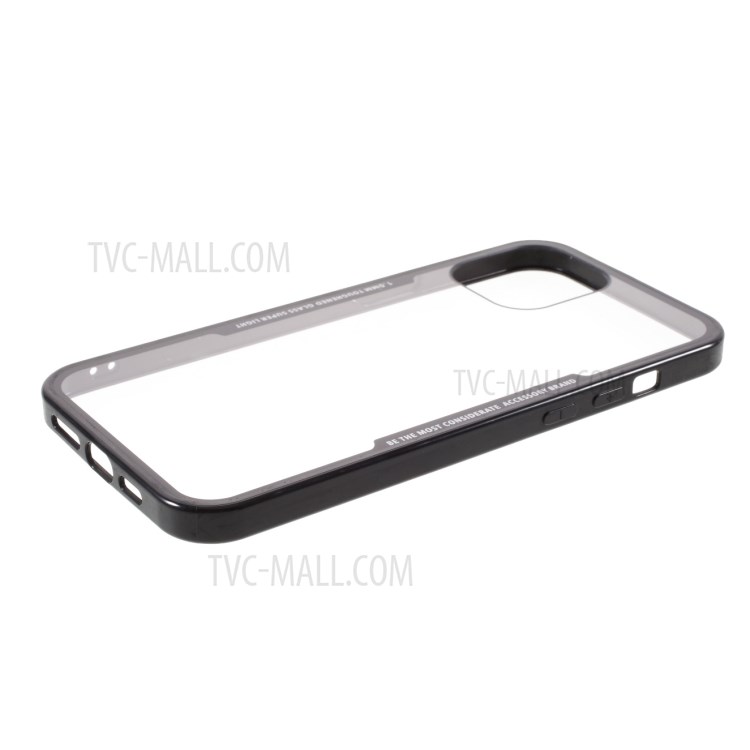 Silicone Frame + Clear Acrylic Combo Hybrid Back Case for iPhone 12/12 Pro - Black-5