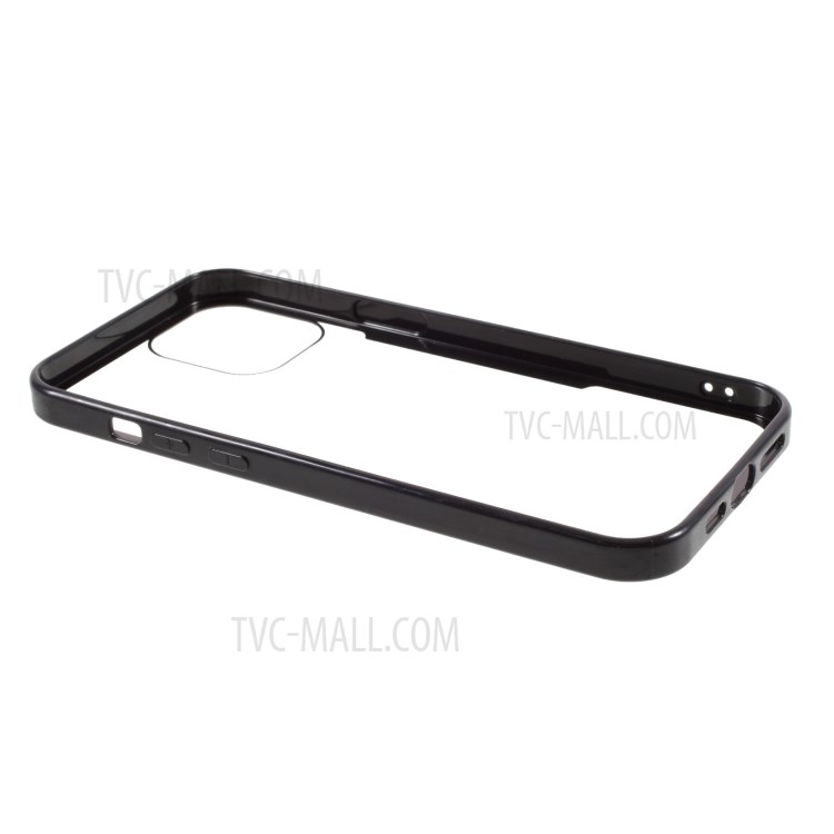 Silicone Frame + Clear Acrylic Combo Hybrid Back Case for iPhone 12/12 Pro - Black-6