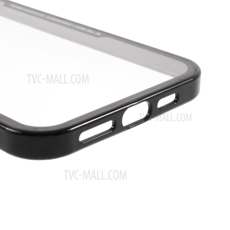 Silicone Frame + Clear Acrylic Combo Hybrid Back Case for iPhone 12/12 Pro - Black-7