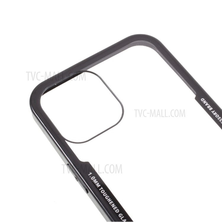 Silicone Frame + Clear Acrylic Combo Hybrid Back Case for iPhone 12/12 Pro - Black-8