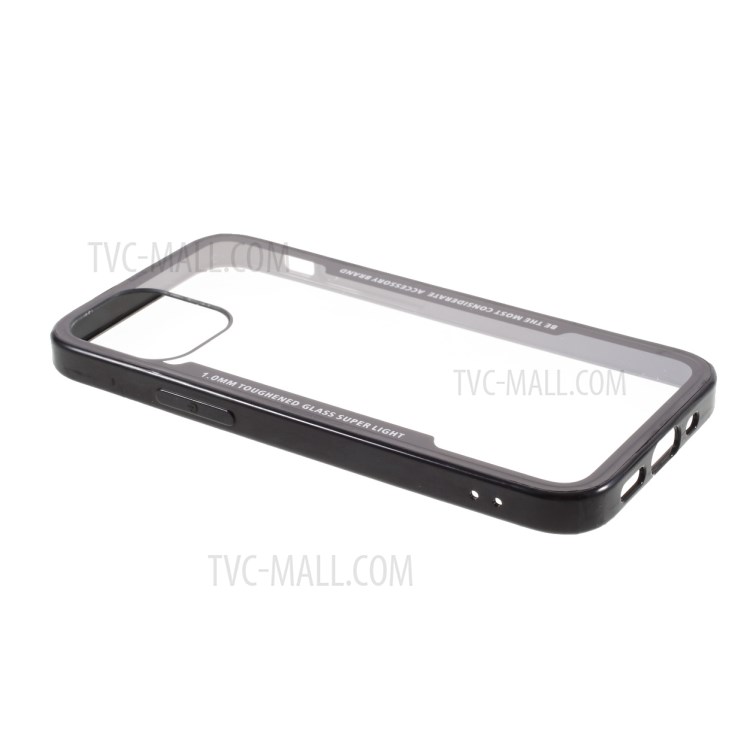 Soft Silicone Frame + Clear Hard Acrylic Back Hybrid Back Case for iPhone 12 mini - Black-4