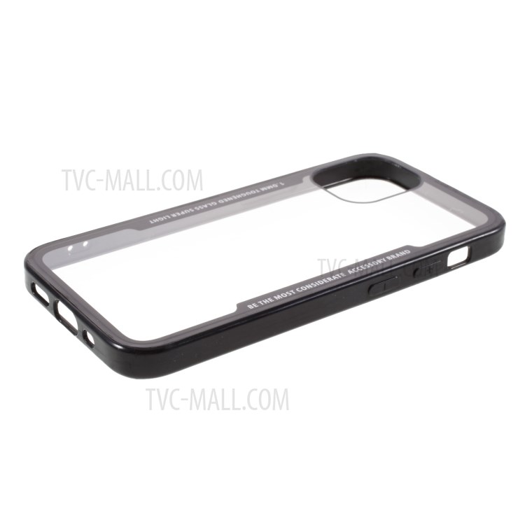 Soft Silicone Frame + Clear Hard Acrylic Back Hybrid Back Case for iPhone 12 mini - Black-5
