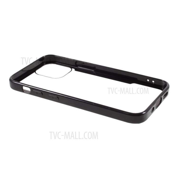 Soft Silicone Frame + Clear Hard Acrylic Back Hybrid Back Case for iPhone 12 mini - Black-6