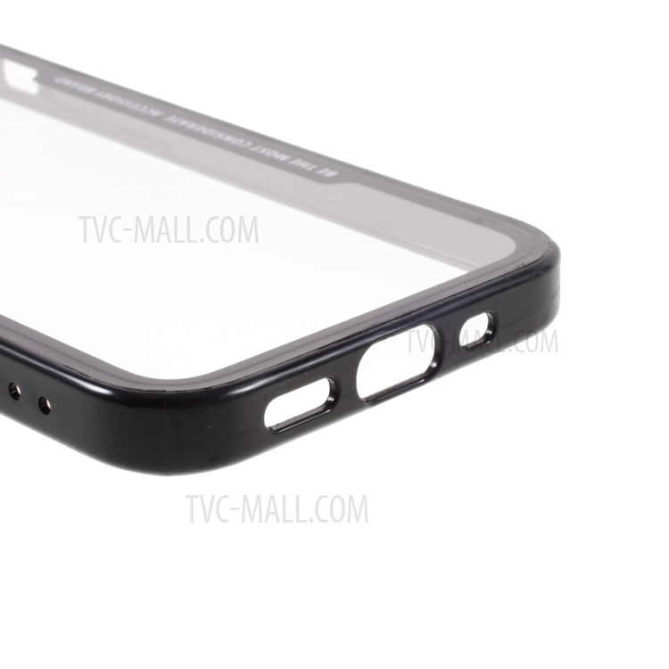 Soft Silicone Frame + Clear Hard Acrylic Back Hybrid Back Case for iPhone 12 mini - Black-7