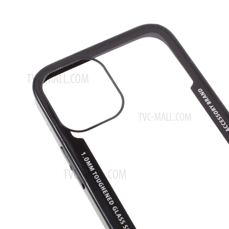 Soft Silicone Frame + Clear Hard Acrylic Back Hybrid Back Case for iPhone 12 mini - Black-8