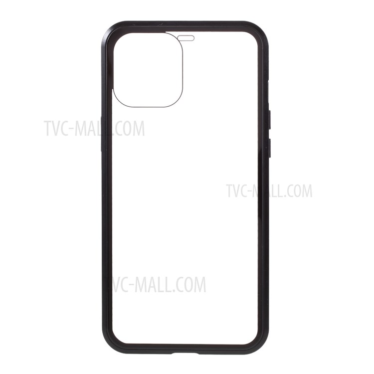 Double-sided Tempered Glass + Magnetic Metal Frame Hybrid Phone Case (Bubble Bag Package) for iPhone 12 Pro Max - Black-4