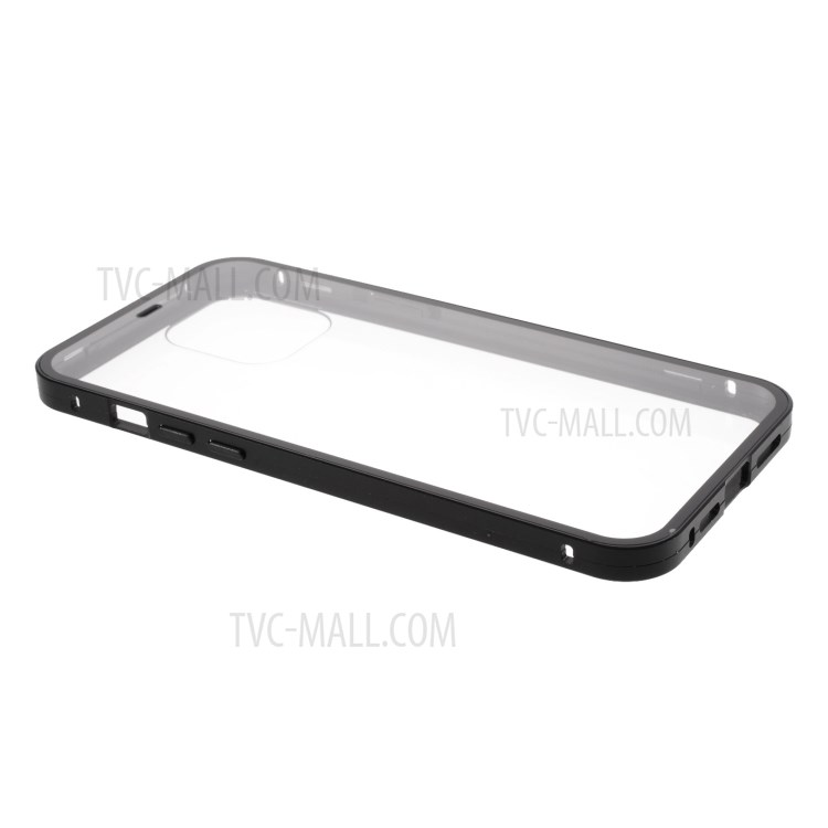Double-sided Tempered Glass + Magnetic Metal Frame Hybrid Phone Case (Bubble Bag Package) for iPhone 12 Pro Max - Black-5
